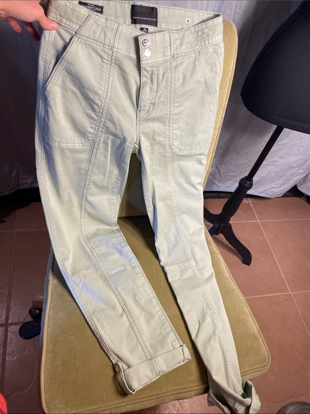 White House Black Market Sage Green Ankle Straight Crop Jeans